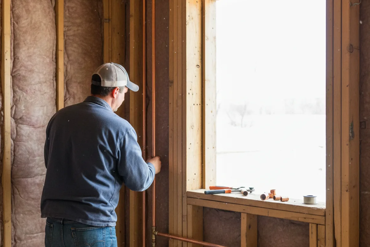 Licensed plumber running new copper supply lines in a Clinton home